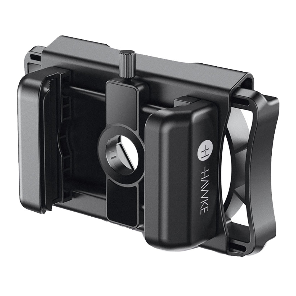 Hawke Digi-Scope Smartphone Adapter — black ABS eyepiece clamp with adjustable spring-loaded phone cradle and locking thumb screw