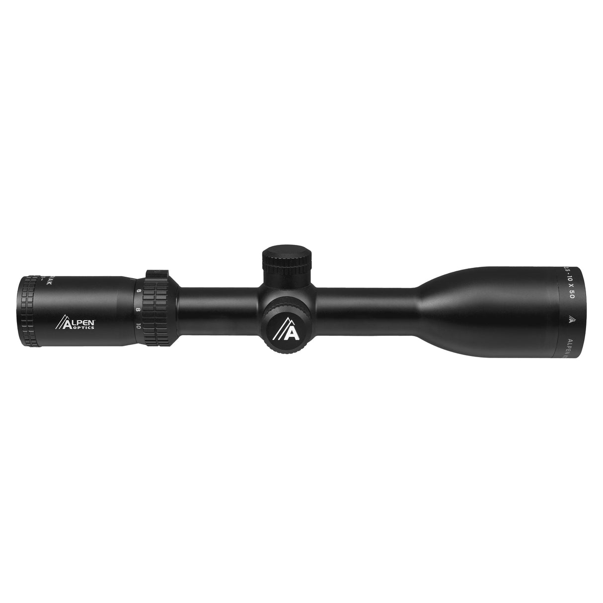 Alpen Kodiak 2.5-10x50 close-up of the eyepiece and magnification ring spanning 2.5x to 10x