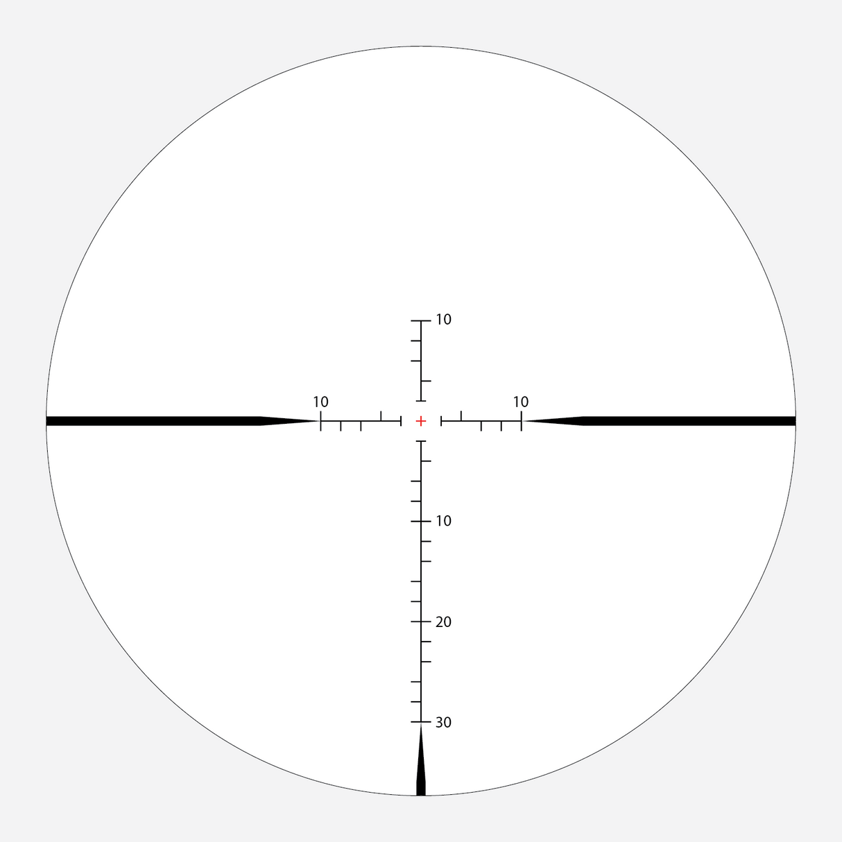 APLR H2 MOA reticle pattern for Athlon Ares HLR showing illuminated center cross and numbered MOA holdover hash marks