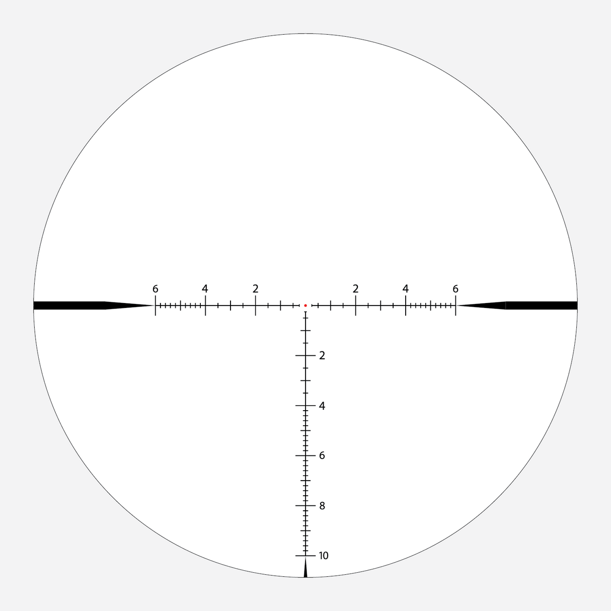 APRS H2 MIL reticle pattern for Athlon Ares HLR showing illuminated center dot and numbered MIL holdover hash marks
