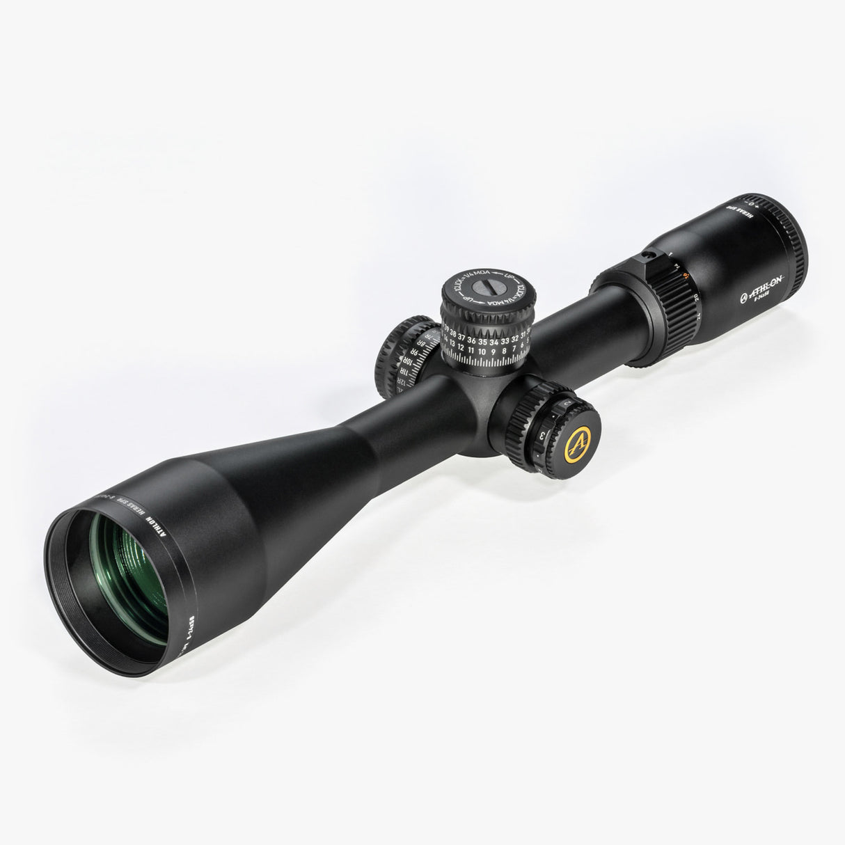 Athlon Optics Heras SPR 6-24×56 APLR9 FFP IR MOA riflescope front angled view showing 56mm objective lens and 30mm tube