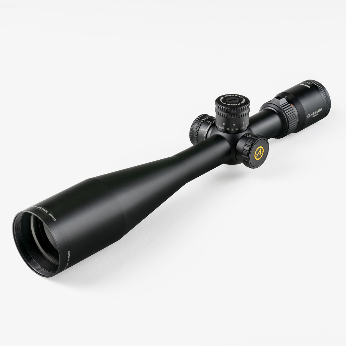Athlon Optics Heras SPR 15-60×56 riflescope front angled view showing 56mm objective lens and 30mm tube