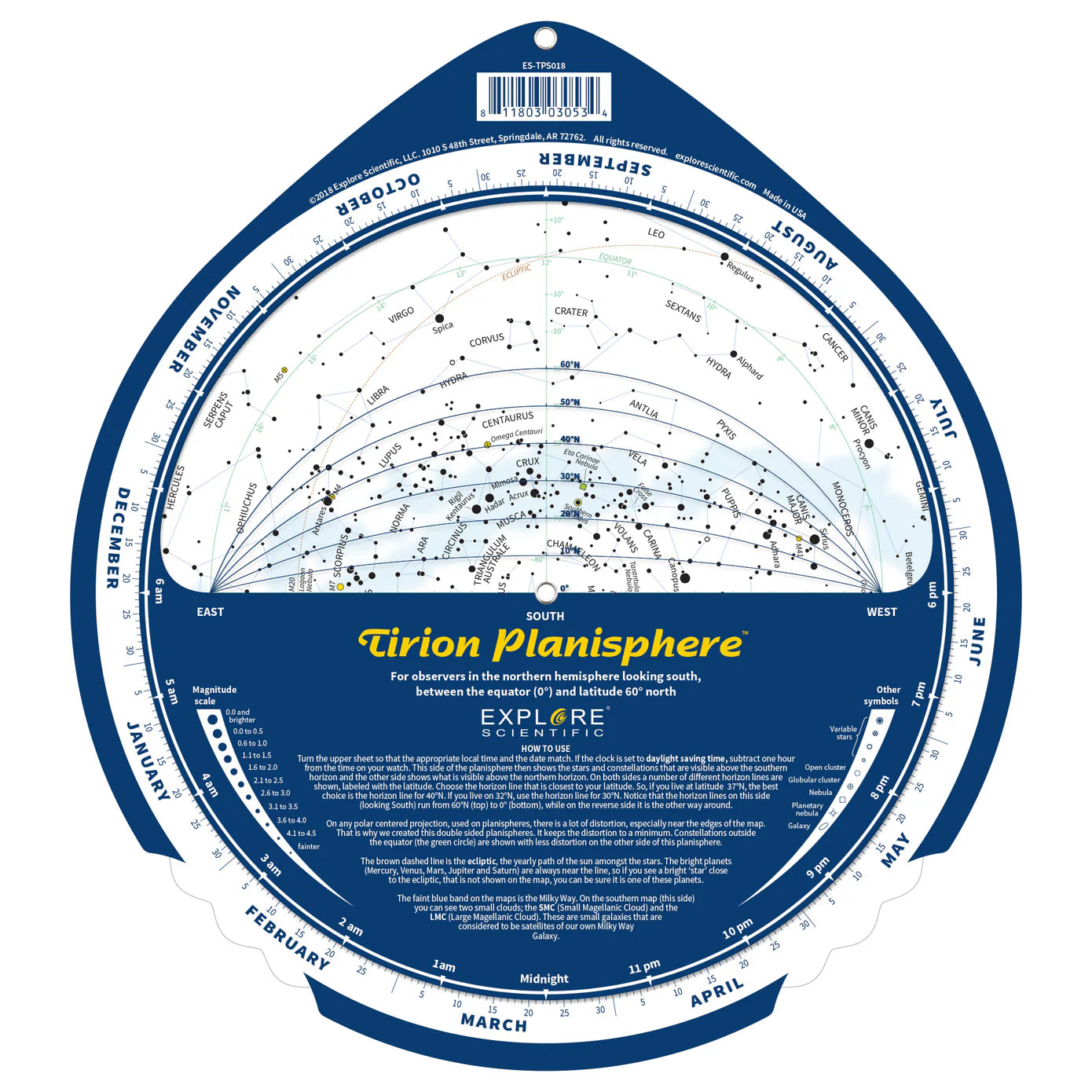 Tirion Double-Sided Multi-Latitude Planisphere | ES-TPS018 | 8118030305346