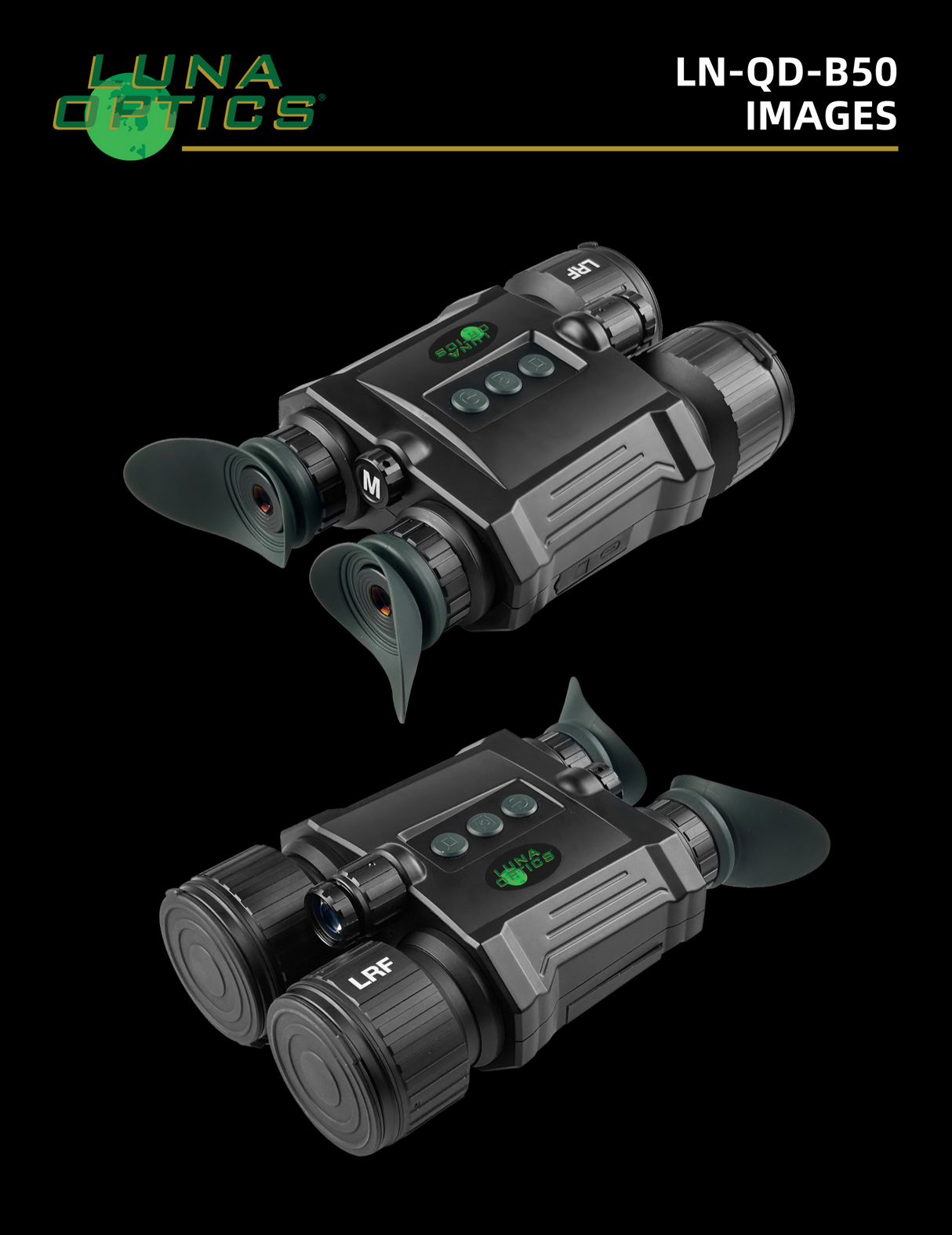 Luna Optics Quantum Digital 6-36x50 Day/Night Vision Binocular with Integrated 1100 yds Laser Rangefinder