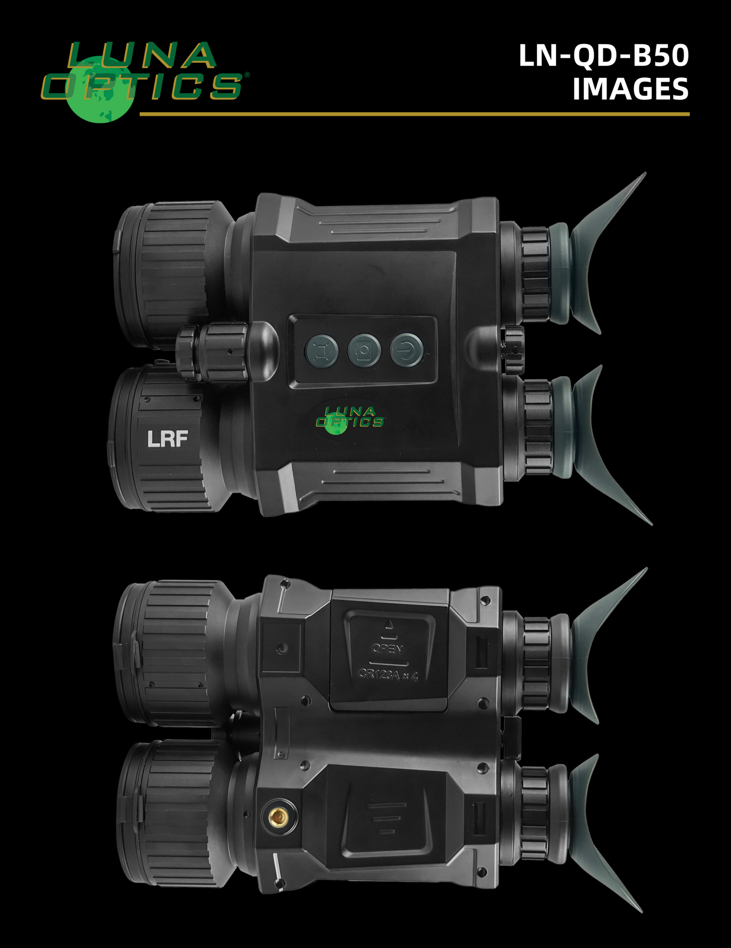 Luna Optics Quantum Digital 6-36x50 Day/Night Vision Binocular with Integrated 1100 yds Laser Rangefinder