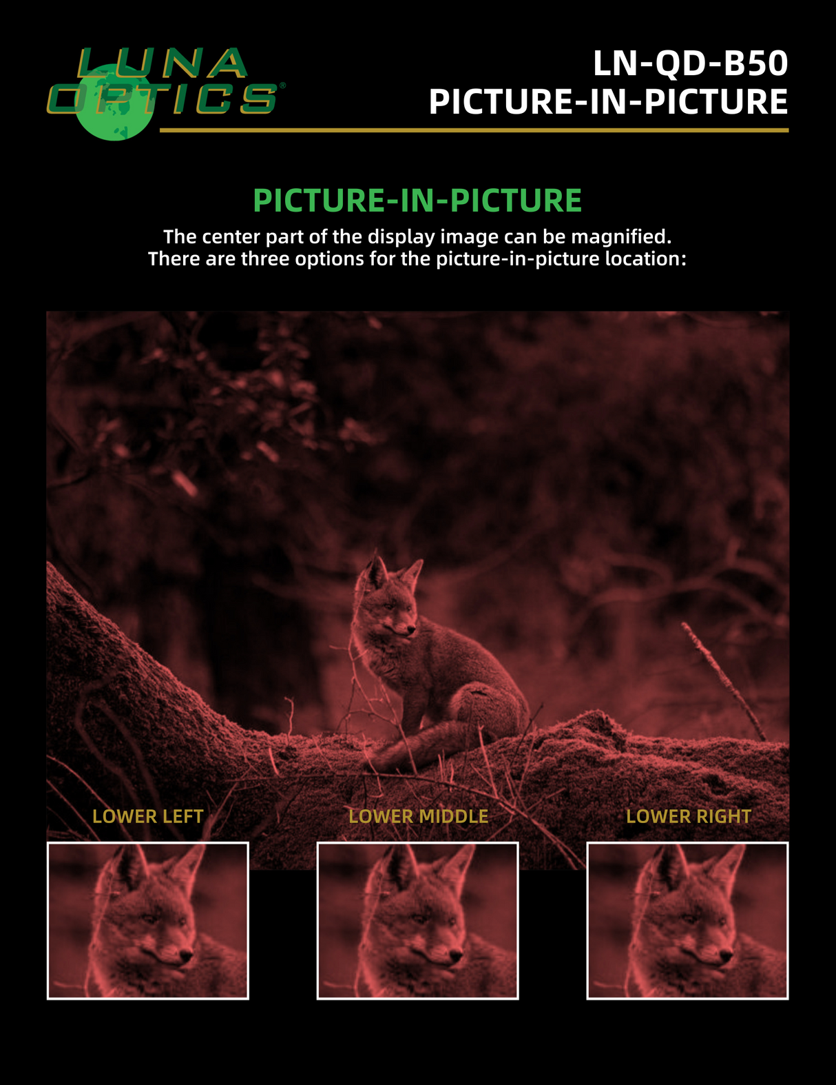 Luna Optics Quantum Digital 6-36x50 Day/Night Vision Binocular with Integrated 1100 yds Laser Rangefinder