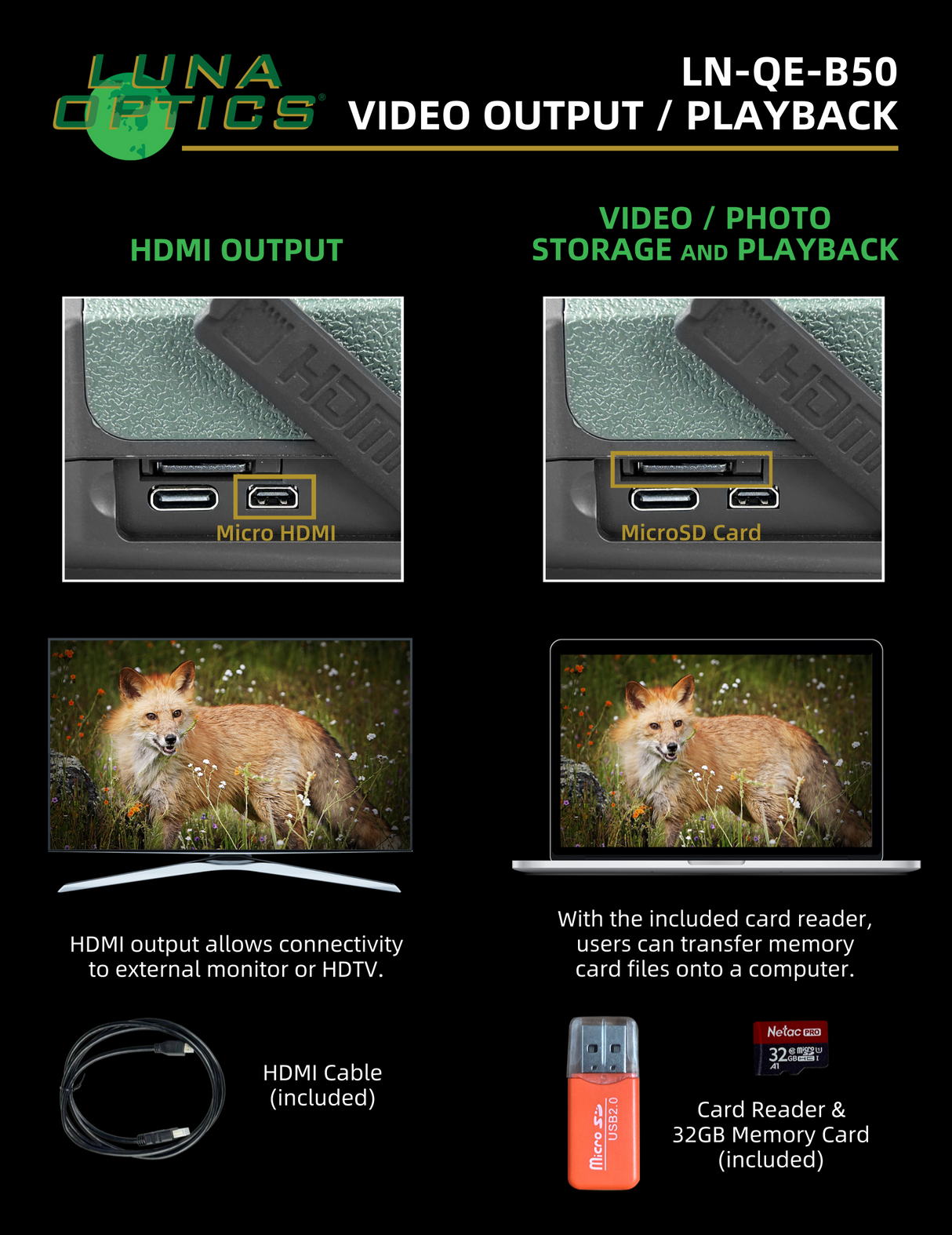 Luna Optics Quantum Elite 6-36x50 Day/Night Vision Binocular with Integrated 1635 yds Laser Rangefinder