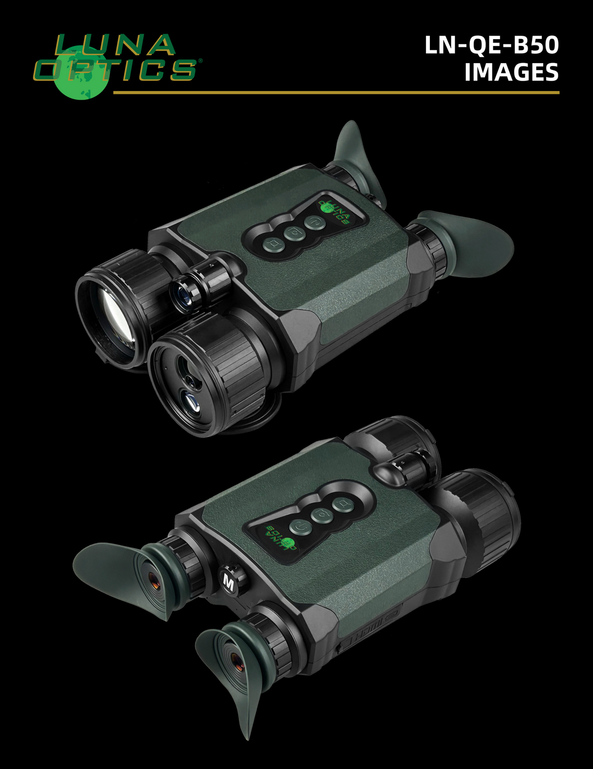 Luna Optics Quantum Elite 6-36x50 Day/Night Vision Binocular with Integrated 1635 yds Laser Rangefinder