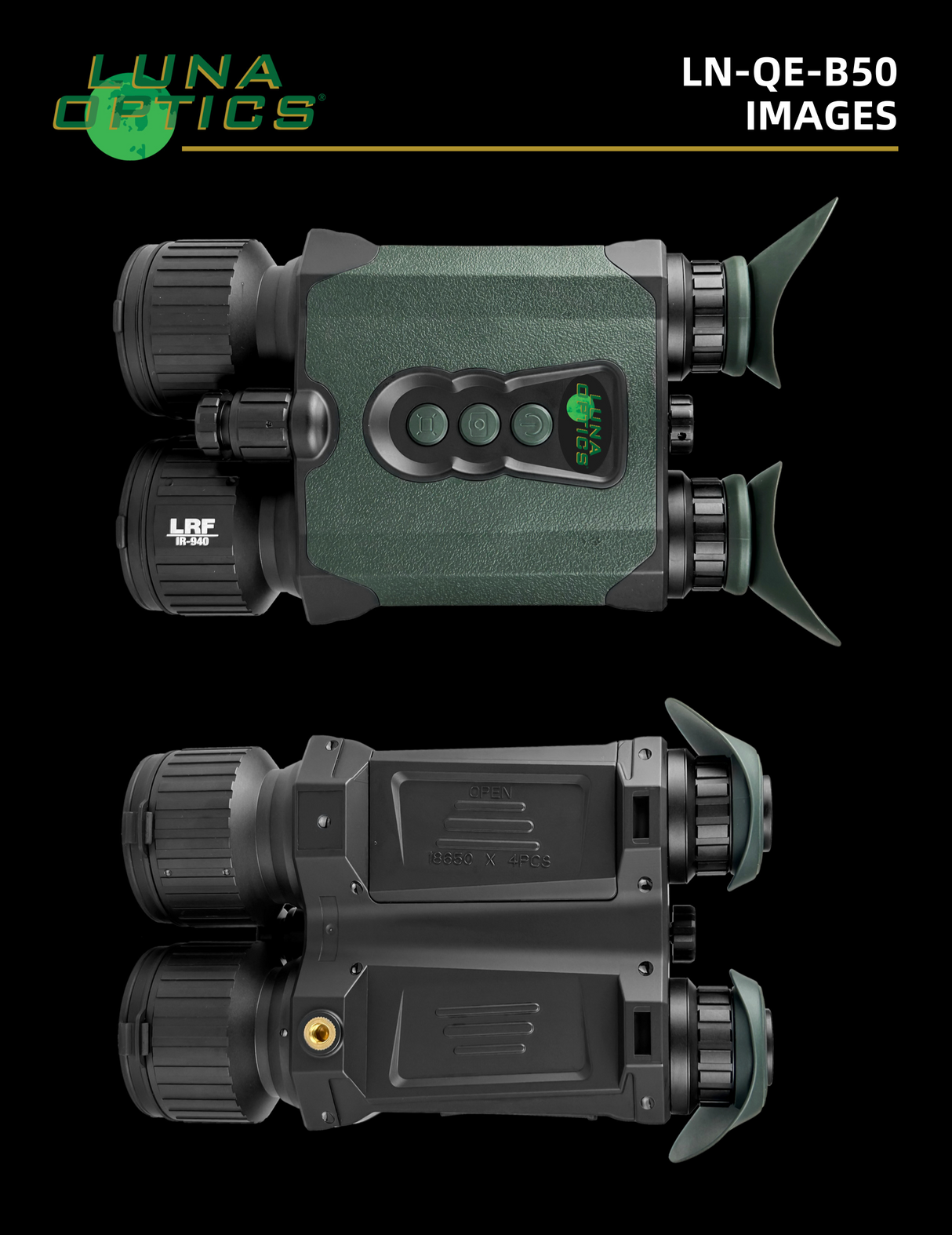 Luna Optics Quantum Elite 6-36x50 Day/Night Vision Binocular with Integrated 1635 yds Laser Rangefinder