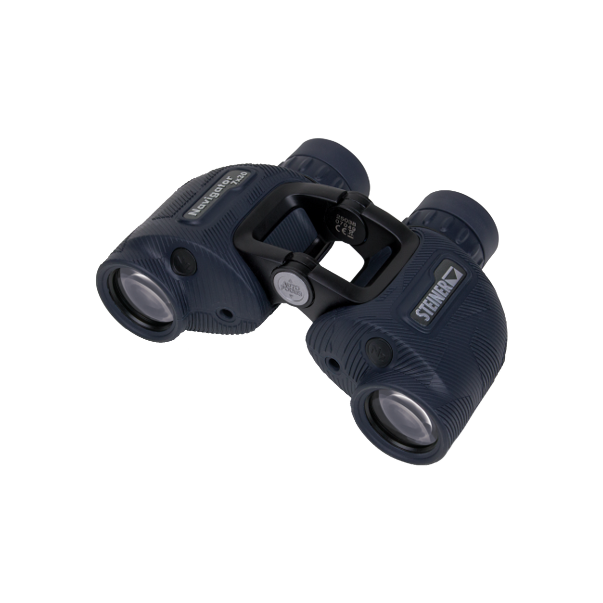 Steiner Navigator 7x30 marine binocular, angled view showing rubber armor