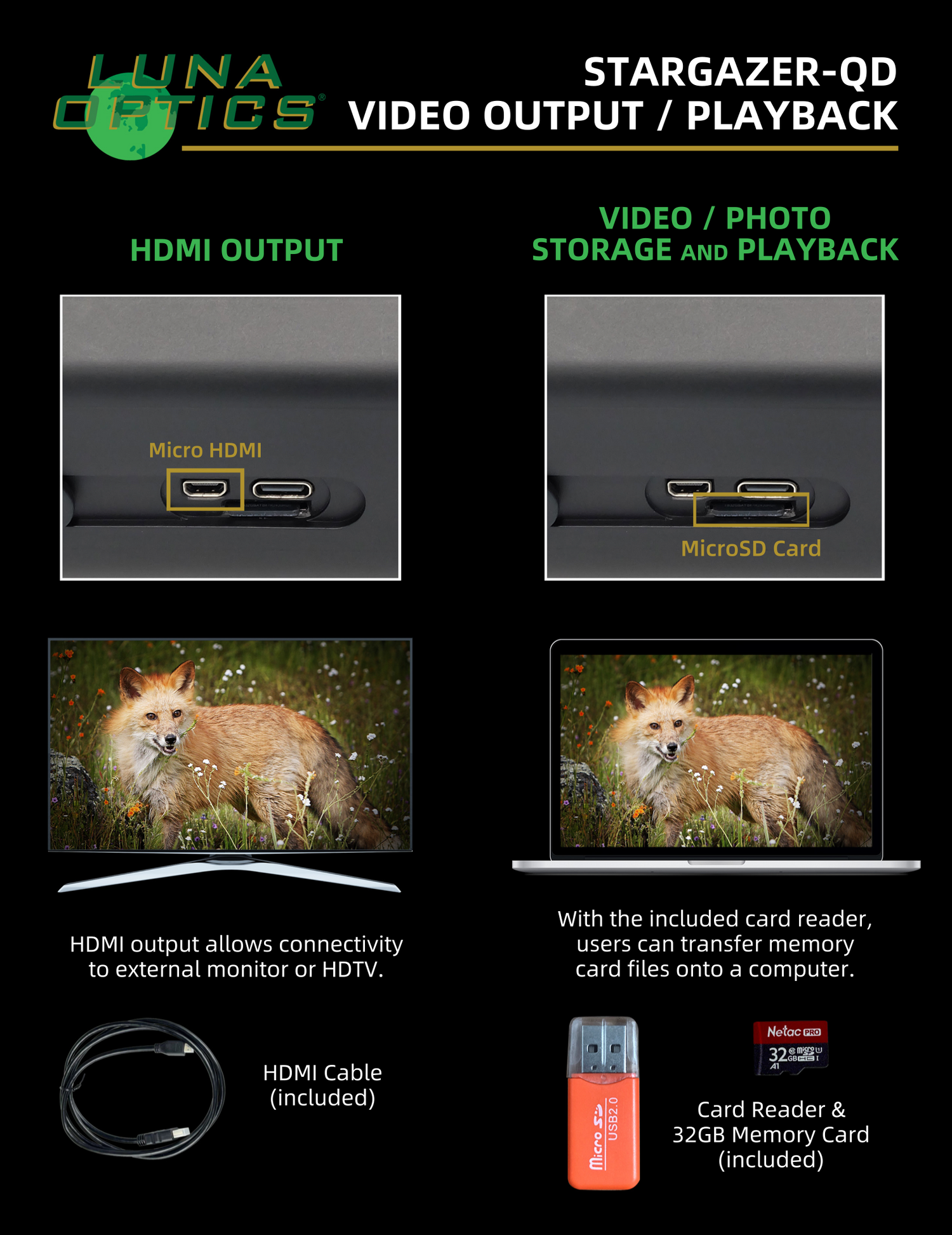 Luna Optics Quantum Digital 6-36x50 Day/Night Vision Binocular Stargazer-QD