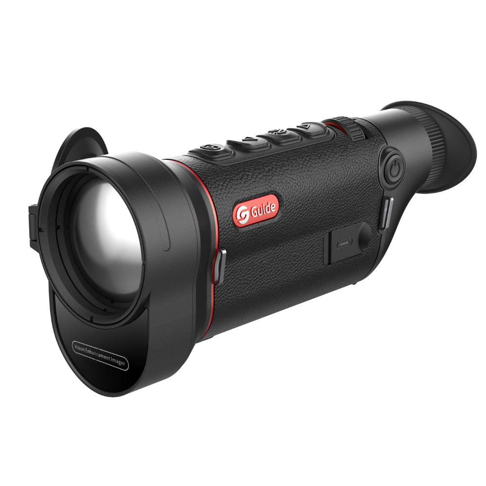 Guide TD 653L thermal monocular three-quarter front view showing 50mm objective lens and compact handheld body