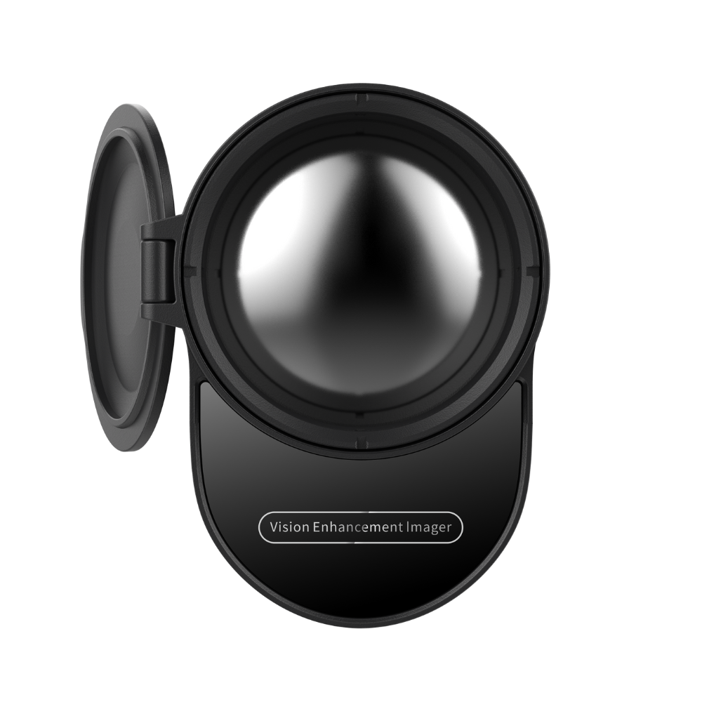 Guide TD 653L thermal monocular front view showing 50mm germanium lens and LRF window