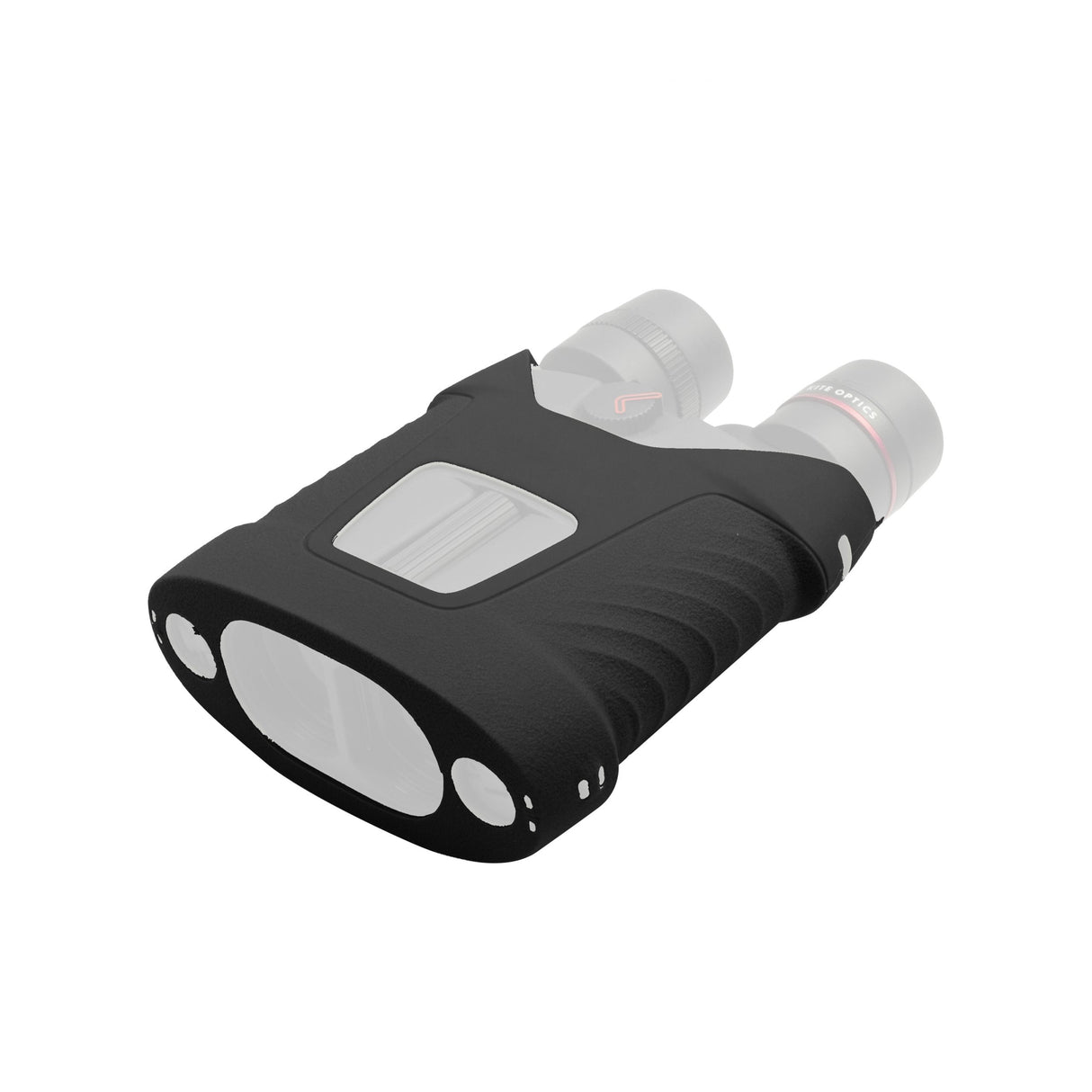 Kite Optics Silicon Jacket APC 42 in full black, fitted on APC 42 stabilized binoculars
