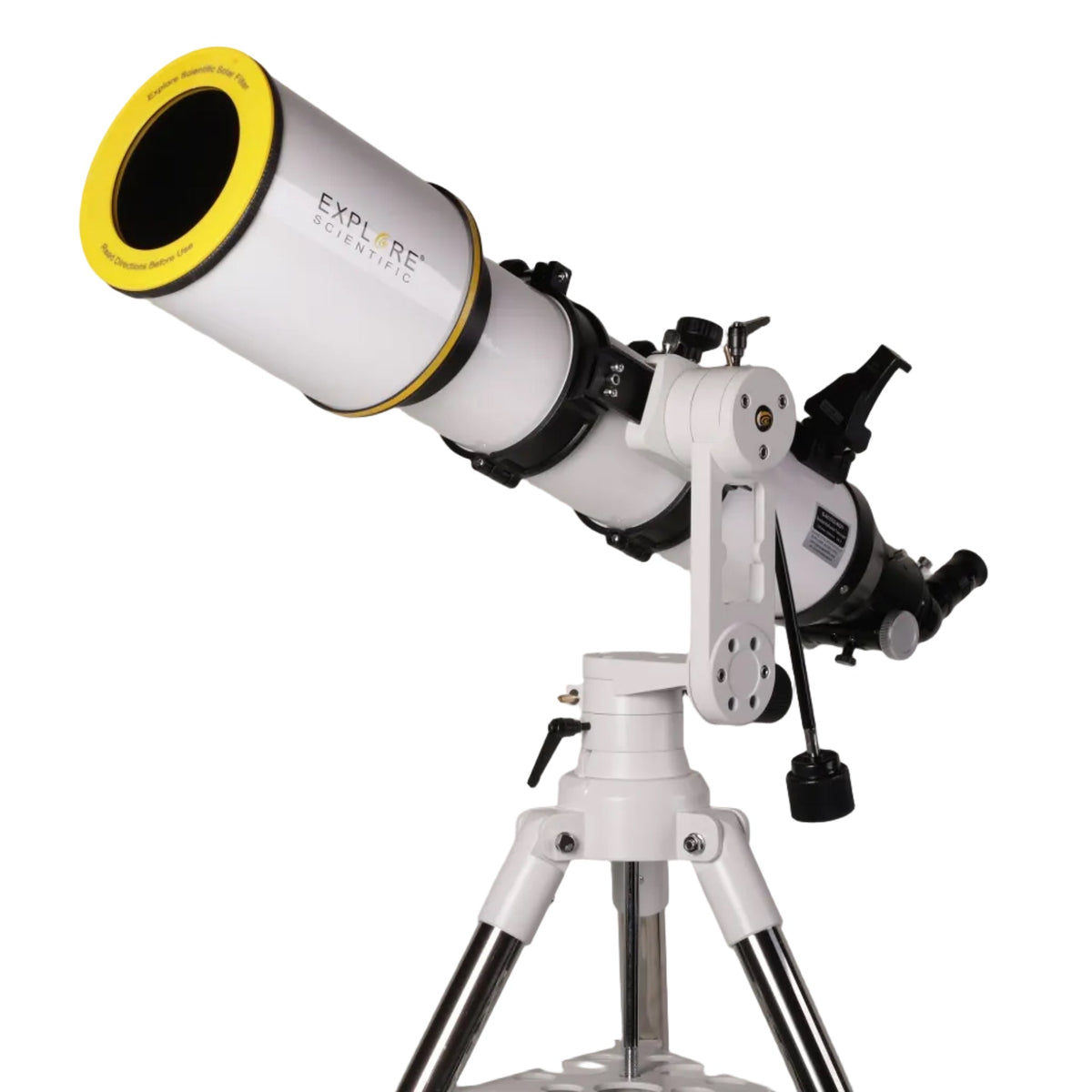 Sidara Plus 127 refractor on the Plus mount with the solar filter fitted over the objective