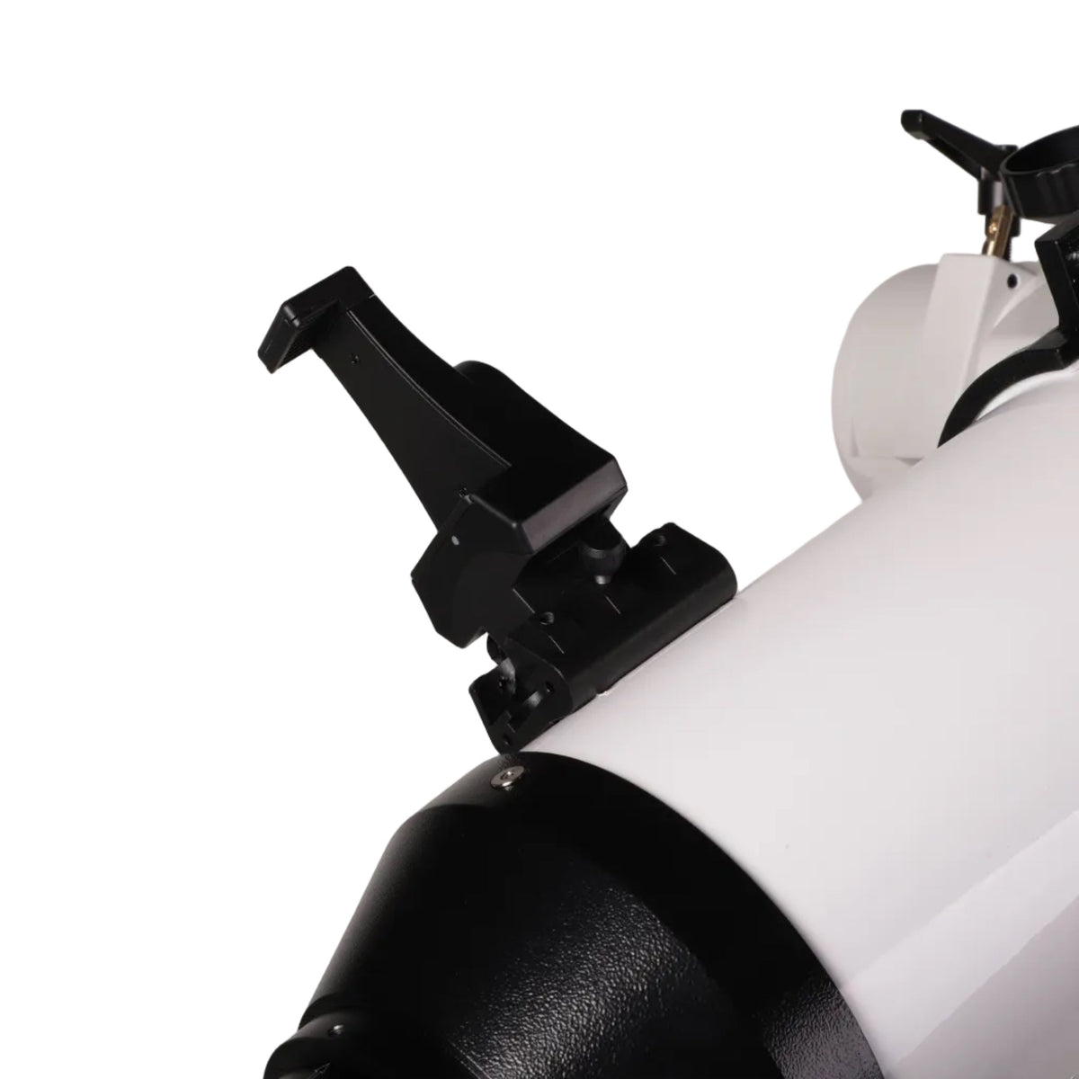SkyAssist phone bracket mounted on the Sidara Plus 127 refractor tube, close-up