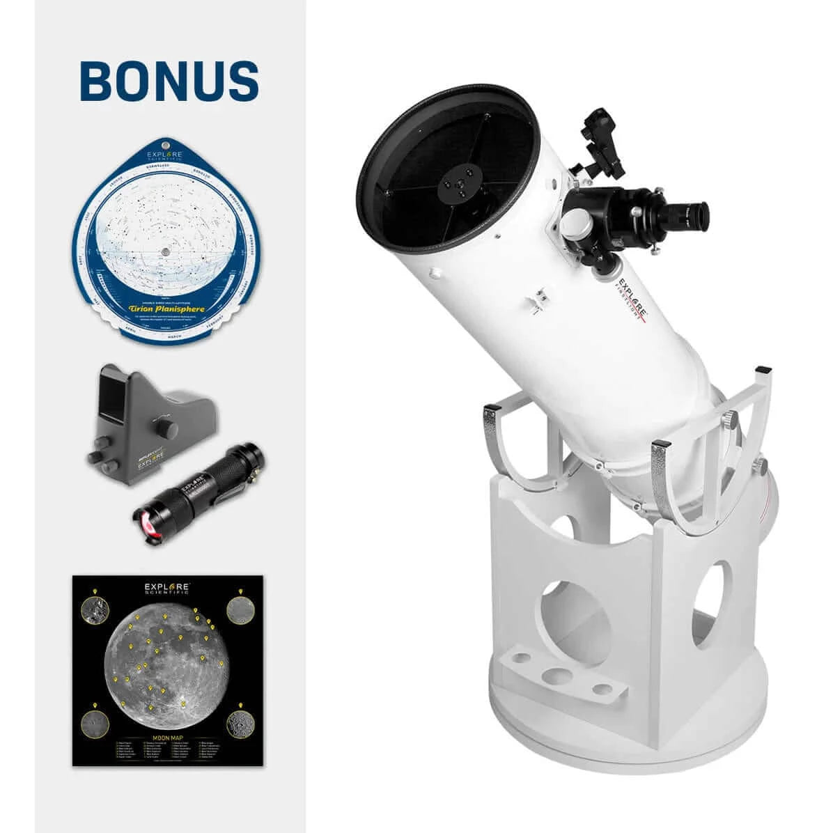 Explore FirstLight 10" f/5 Dobsonian Telescope Package | FL-DOB1005-02-PK | 812257018284