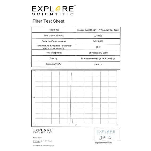 Nebula Filter H-Alpha 2-inch 12nm | 310130 | 811803034907