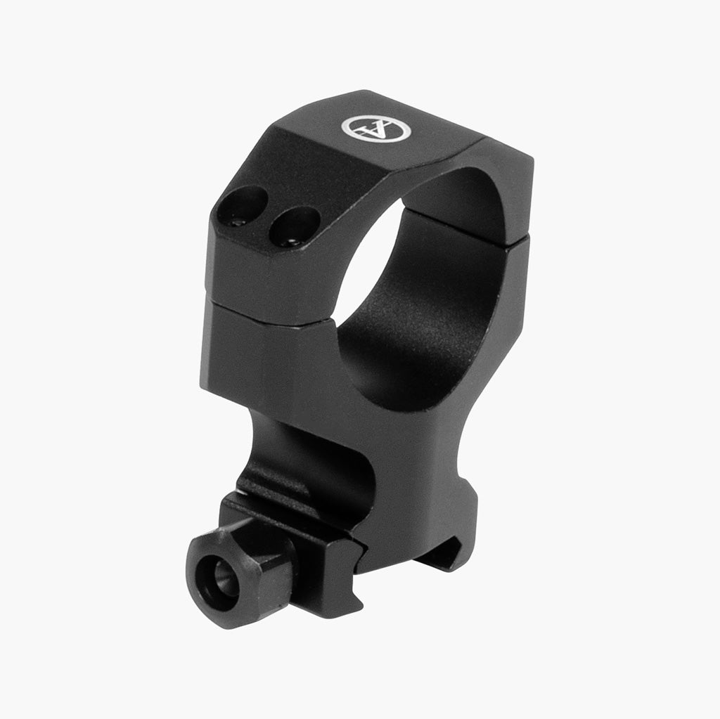 Athlon Precision Tac 34mm low scope rings pair showing black anodized aluminum body with 4-screw caps and Athlon logo on each ring