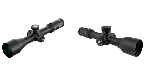 Athlon Optics Cronus BTR GEN2 UHD 4.5-29x56 riflescope shown from the side, featuring a 34mm tube and exposed precision turrets