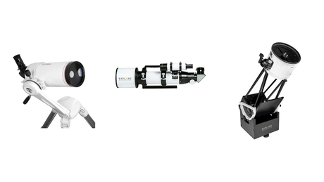 Explore Scientific Maksutov-Cassegrain, refractor and Dobsonian telescopes side by side for planetary observing
