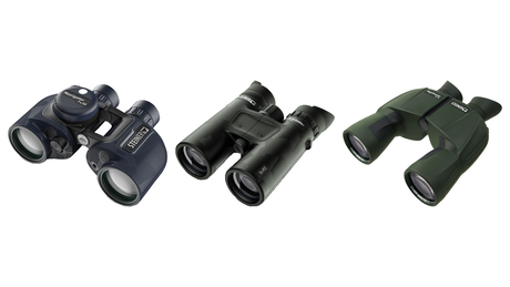 Best Steiner binoculars: Navigator 7x50c marine, Predator 8x42 hunting and NightHunter 8x56 low-light binoculars side by side