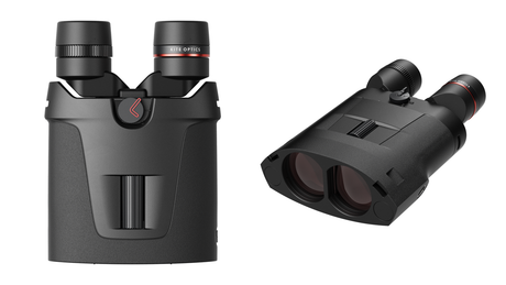 Kite Optics APC image-stabilized marine binoculars, the 42mm and 50mm ED models side by side