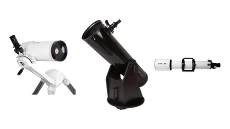 Three telescopes to see Jupiter: an Explore FirstLight 100mm Maksutov-Cassegrain, an Explore Scientific 10-inch Dobsonian and an Explore Scientific ED127 refractor