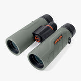 Athlon Neos G2 10x42 HD Binoculars front three-quarter view showing HD glass objectives and textured armor