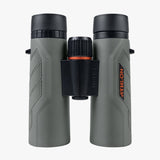 Athlon Neos G2 8x42 HD Binoculars side profile showing twist-up eyecups and center focus wheel