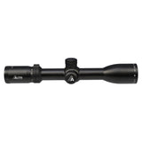 Alpen Kodiak 4-16x44 side parallax turret detail showing distance markings from 10 yds to infinity