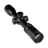 Alpen Kodiak 2.5-10x50 top-down view of elevation turret showing 1/4 MOA click graduation and capped finger-adjustable design