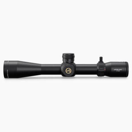 Athlon Ares HLR 2.5-15x42 MIL riflescope top-down view showing elevation turret, side parallax focus, and 30mm tube