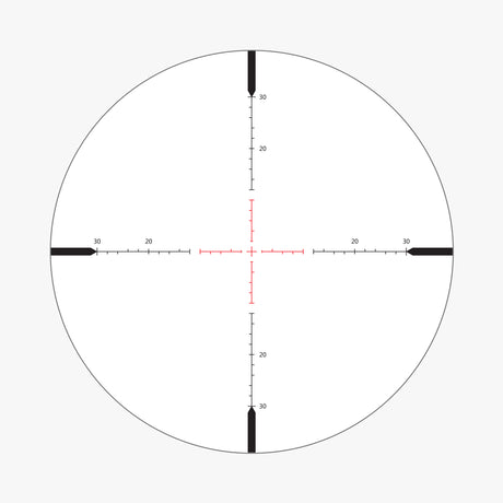 AHMR SFP IR MOA reticle pattern for Athlon Midas BTR Gen2 showing 20 MOA illuminated center, 2 MOA center cross, and hash marks to 30 MOA