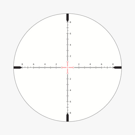 APRS4 SFP IR MIL reticle pattern for Athlon Midas BTR Gen2 showing 0.2 mil hash marks to 6 mils, 0.1 mil floating center dot, and illuminated 2 mil center cross