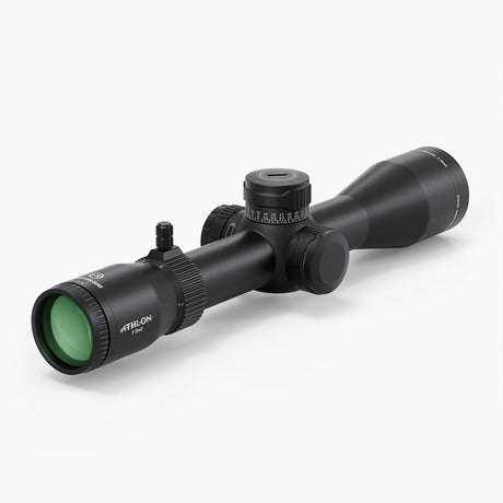 Athlon Midas HMR Gen2 2-12x42 angled view showing 42mm objective lens and magnification ring