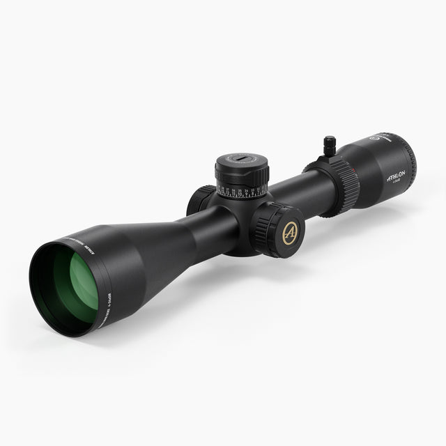 Athlon Midas HMR Gen2 4-24x50 riflescope showing capped turrets and side focus parallax adjustment