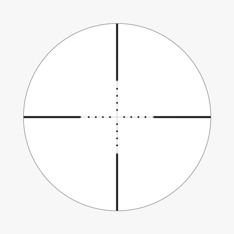MIL-DOT reticle pattern with mil-spaced hash marks