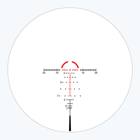 ATMR4 SFP IR MOA reticle diagram showing illuminated quartered half-circle, BDC holdover marks, and ranging reticle for 300-700 yards
