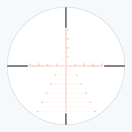 APLR11 FFP IR MOA reticle diagram showing illuminated center dot, MOA hash marks, and numbered holdover bars