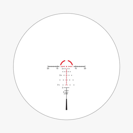ATMR4 SFP IR MOA reticle view showing illuminated quartered half-circle, BDC holdover marks, and ranging reticle for 300-700 yards