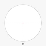 AHMR2 FFP IR MOA reticle view at 2x magnification showing illuminated center circle and dot for fast target acquisition
