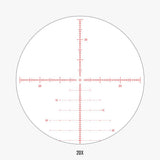 APLR6 FFP IR MOA reticle view at 20x magnification showing detailed MOA hash marks and wind hold dots