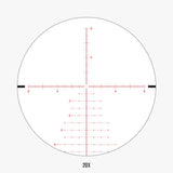 APRS6 FFP IR MIL reticle view at 20x magnification showing detailed MIL hash marks and wind hold dots