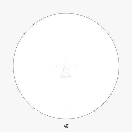 APRS6 FFP IR MIL reticle view at 4x magnification showing Christmas-tree holdover pattern and floating center dot