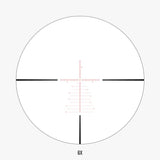 APLR6 FFP IR MOA reticle view at 6x magnification showing Christmas-tree holdover pattern and floating center cross