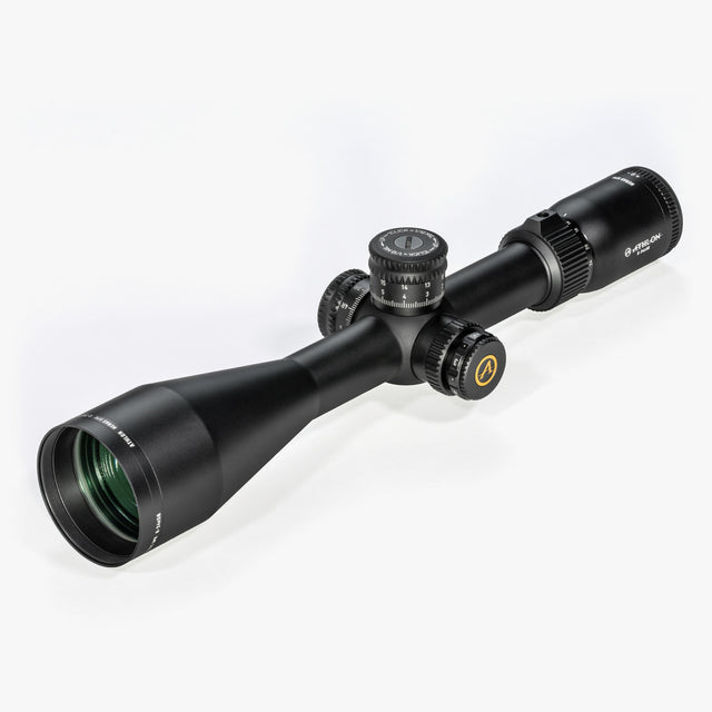 Athlon Optics Heras SPR 6-24×56 APRS8 SFP IR MIL riflescope front angled view showing 56mm objective lens and 30mm tube