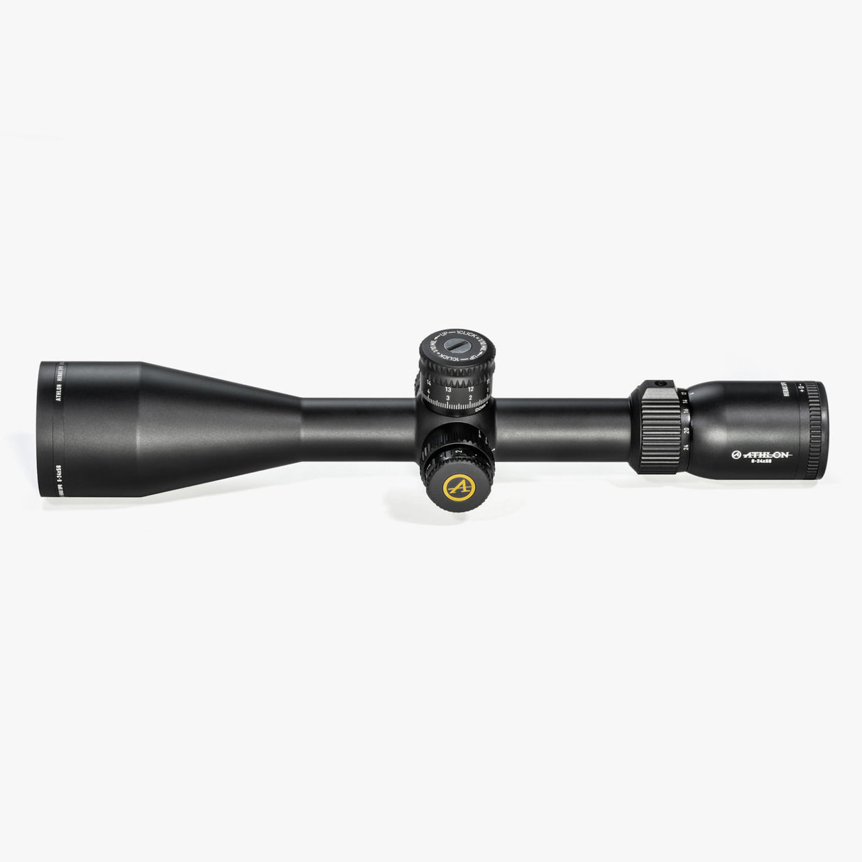 Athlon Heras SPR 6-24×56 SFP MIL rear angled view showing fast focus eyepiece and magnification ring