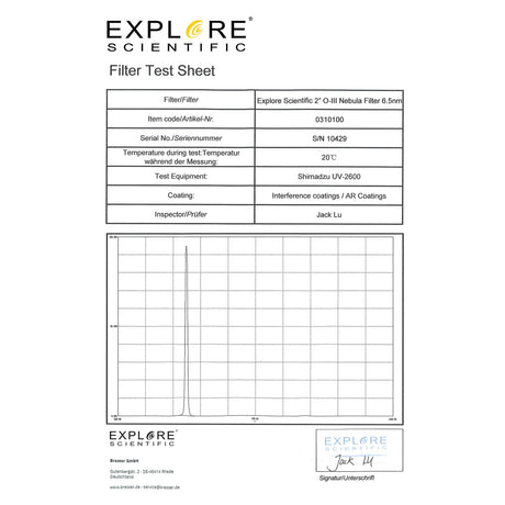 Nebula Filter Oxygen III 2-inch 6.5nm | 310100 | 812257017164