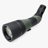 Athlon Argos HD 20-60x85 spotting scope with 45-degree angled eyepiece showing rubber armor and focus ring